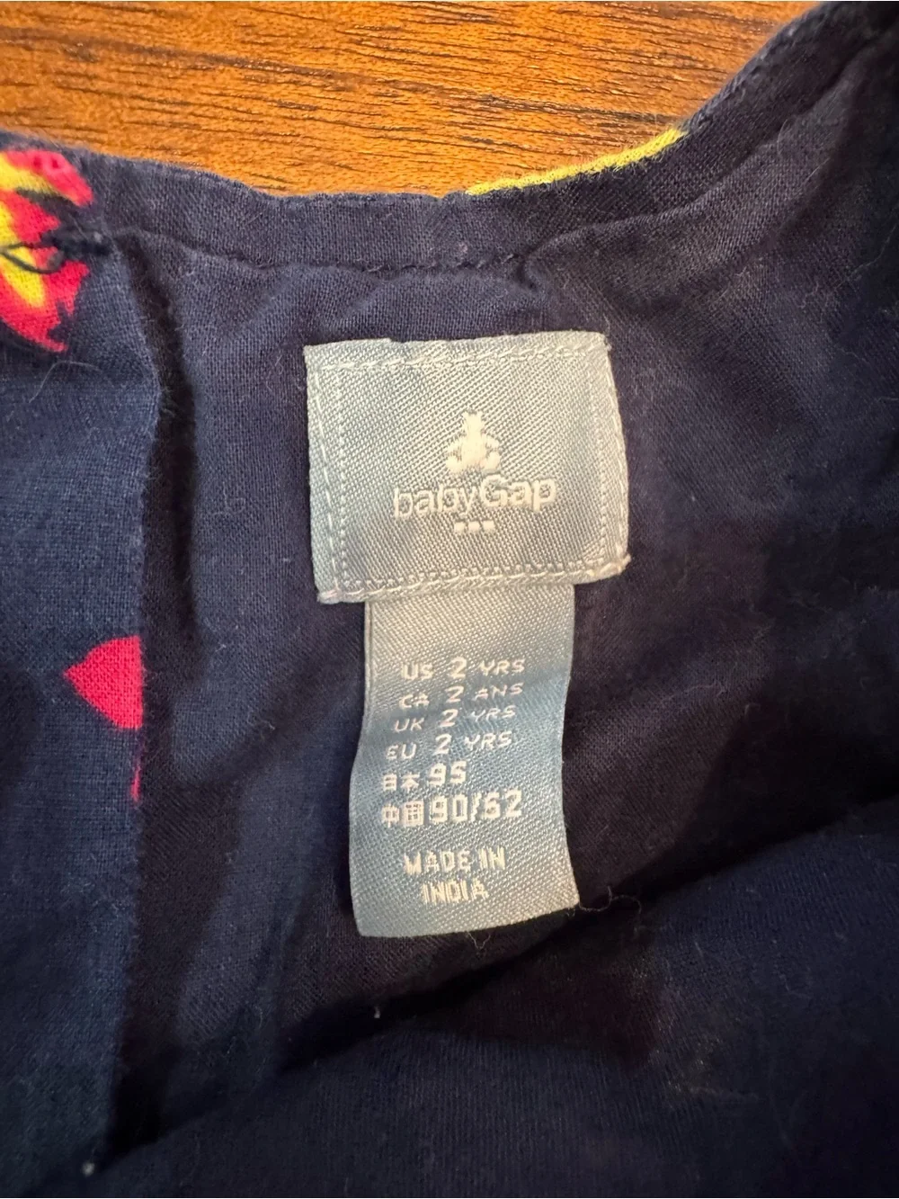 Baby Gap Girls Navy Floral Cotton Dress - Navy with Pink & Yellow Flowers